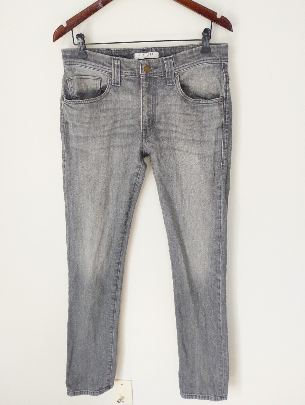 Fidelity Denim Jimmy Slim Straight Jeans Fulton Black Grey Men's Size 31